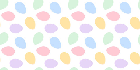 Colorful Easter Eggs Seamless Pattern in trendy pale green, pink, yellow and blue. Easter background