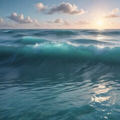 Fototapeta premium Soft blue pastel waves gently rolling on a serene ocean surface, ripples, blue