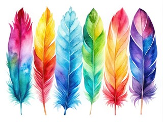 Vibrant watercolor feather silhouettes: elegant wedding stationery and wallpaper.