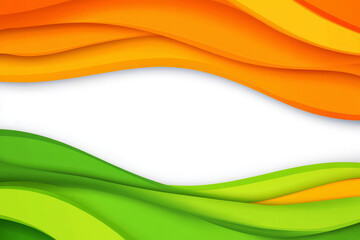 Obraz premium Abstract Background with Orange, Yellow, and Green Wavy Layers and White Space India colors