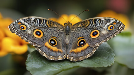 close up of butterfly with beautifully symmetrical patterns and vibrant colors