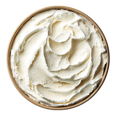 small bowl of butter curls creamy smooth food topping dairy product isolated on png transparent background