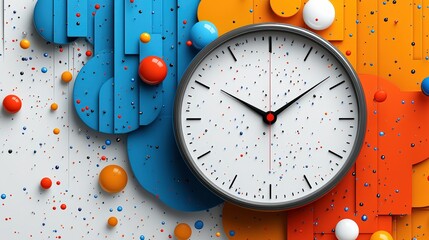 Naklejka premium Modern Timepiece on a Colorful Abstract Background with Circular Forms and Textured Elements for Contemporary Design Concepts
