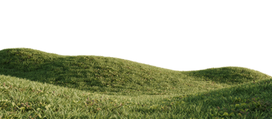 Hills with grass on a transparent background. 3D rendering