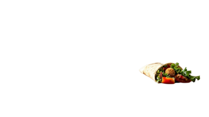 Dining Scene with Falafel Sandwich on transparent background PNG.