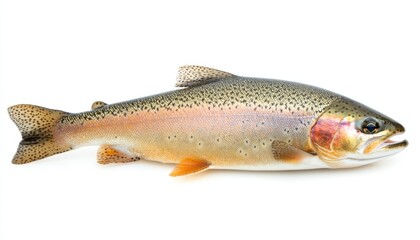 Fototapeta premium Freshwater Rainbow Trout Isolated on White Background, Perfect for Culinary or Wildlife Designs