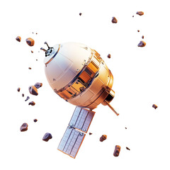 destroyed broken satellite isolated on transparent white background, png