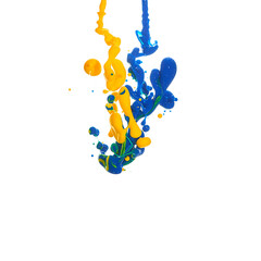 Ink in water. Splash paint mixing. Multicolored liquid dye. Abstract  sculpture background color