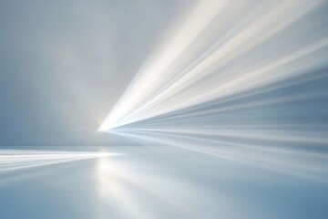 Bright light beams crossing in empty space with misty ambiance