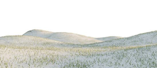 Snow-Covered Hills Under a Calm Sky. 3D render.	

