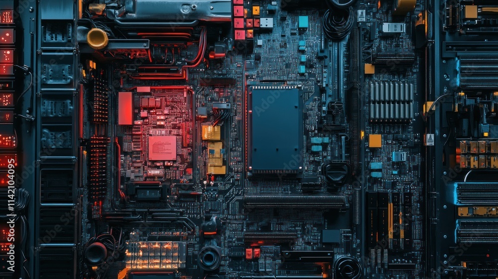 Poster close-up of a circuit board with intricate components.