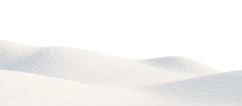 Snow-Covered Hills Under a Calm Sky. 3D render.	
