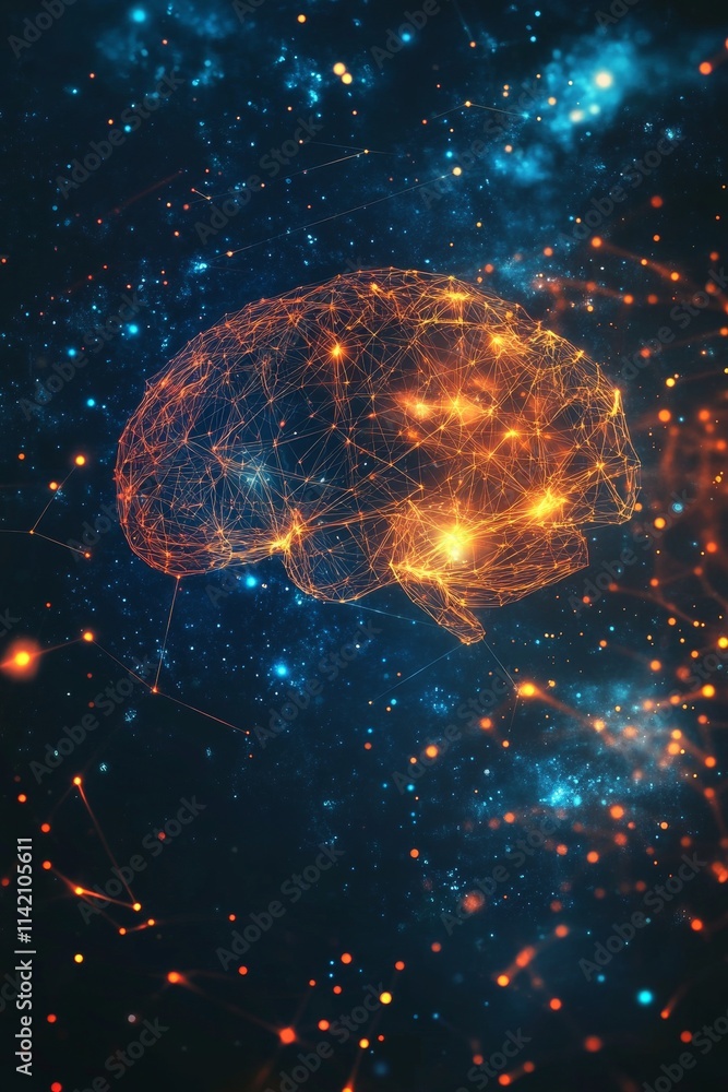 Poster brainwave in synth wave colors harmony of music and memory enhancement neuroscience art