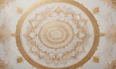 Obraz premium A beautiful white and golden mandala pattern on a canvas, golden, elegant, contemporary