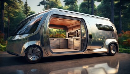 Fototapeta premium Unplug and unwind in a modern RV. 