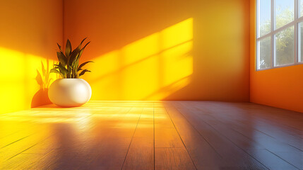 Stunning Indoor Scene Featuring a Harmonious Light Yellow Wall and Floor with Exceptional Clarity in 4K Resolution