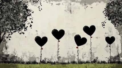 enchanting love garden poster: heart-shaped topiaries and fairy lights for a romantic touch in your home decor