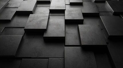 Black abstract geometric surface with 3D cube patterns