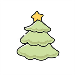 Cute Cartoon Christmas Tree Icon