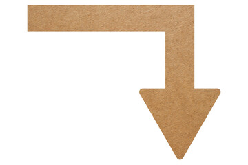 Obraz premium Brown paper arrow sign on transparent background