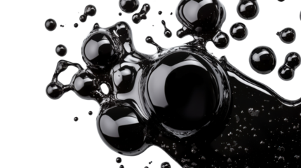 Black oil bubbles, transparent background