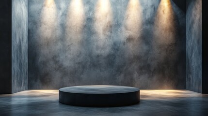 Empty modern hall with soft lighting and dark walls