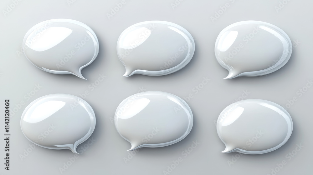 Poster speech bubble for chat conversation or message comment. realistic 3d vector illustration set of whit