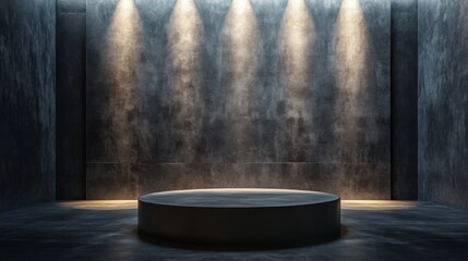 Dark empty room with spotlight on textured wall