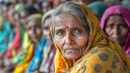Obraz premium Close-up of elderly woman in colorful traditional attire