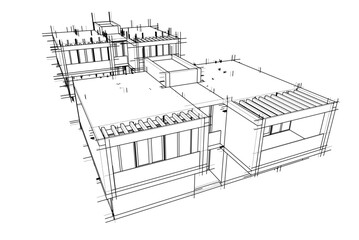 architectural drawing of a house vector  3d  illustration