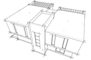architectural drawing of a house vector  3d  illustration