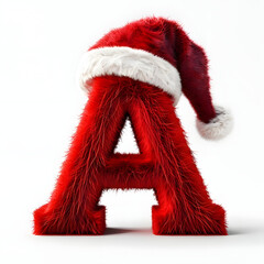 Vibrant Red Fur 'A' With Santa Hat Design 