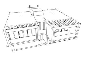 architectural drawing of a house vector  3d  illustration