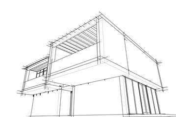 architectural drawing of a house vector  3d  illustration