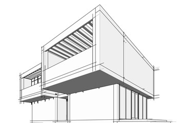 architectural drawing of a house vector  3d  illustration