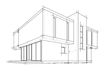 house building sketch architectural 3d illustration