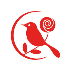 Minimalist Bird and Rose Vector Logo Design
