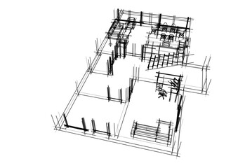 architectural drawing of a house vector  3d  illustration