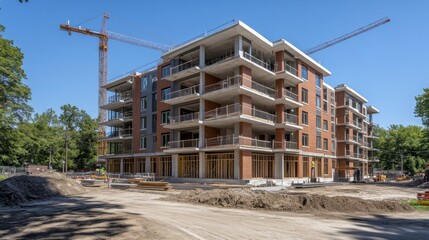 Large unfinished building structure at a construction site