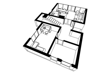 architectural drawing of a house vector  3d  illustration
