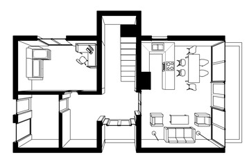 house building sketch architectural 3d illustration