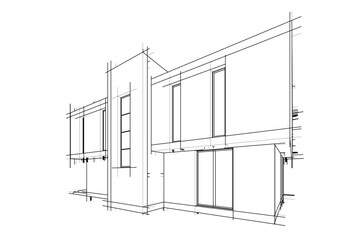 house building sketch architectural 3d illustration