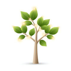 Obraz premium A stylized tree illustration with glowing leaves, symbolizing nature and growth.