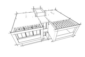 house building sketch architectural 3d illustration