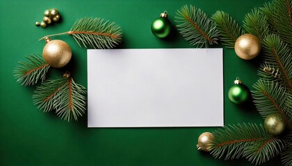 Blank Card, Christmas Balls, and Fir Branches &ndash; Holiday Text Space for Your Message