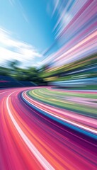 A dynamic image of a stadium at sunset with motion blur creating a sense of speed and energy. Perfect for sports, energy, and movement-related projects.