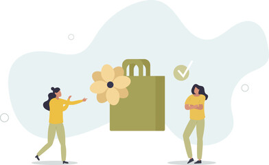 Plastic pollution concept.Sustainable lifestyle .flat characters.