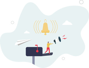 Email newsletter notification, marketing communication or subscription message alert,flat characters.