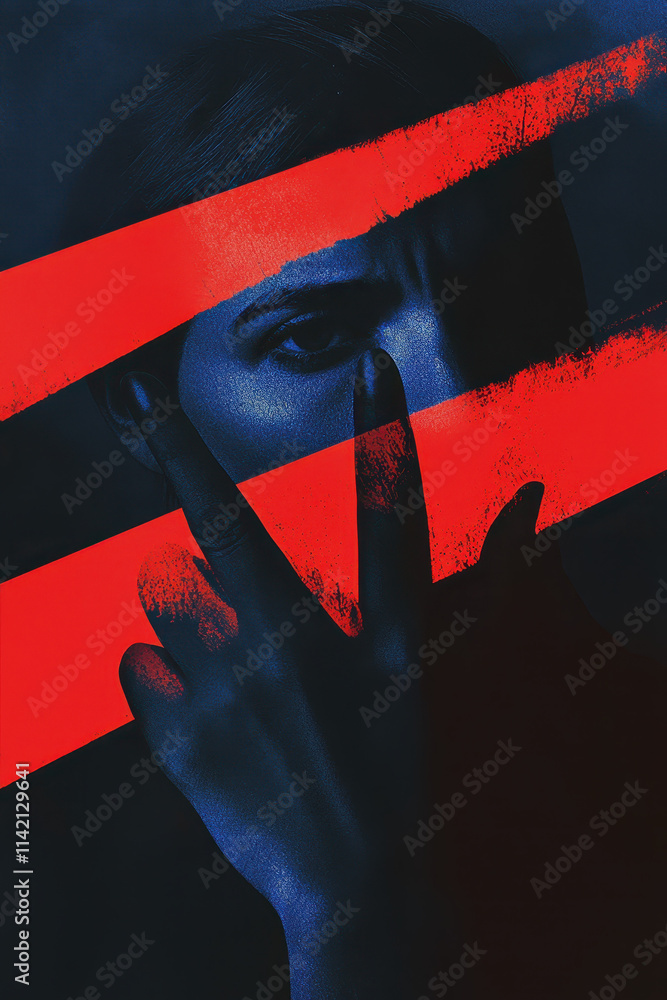 Poster dynamic fusion of colors and mood in portrait artistry: exploring contrasts and emotional depths thr