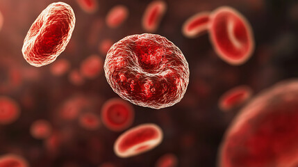 Microscopic View of Red Blood Cells in Motion 